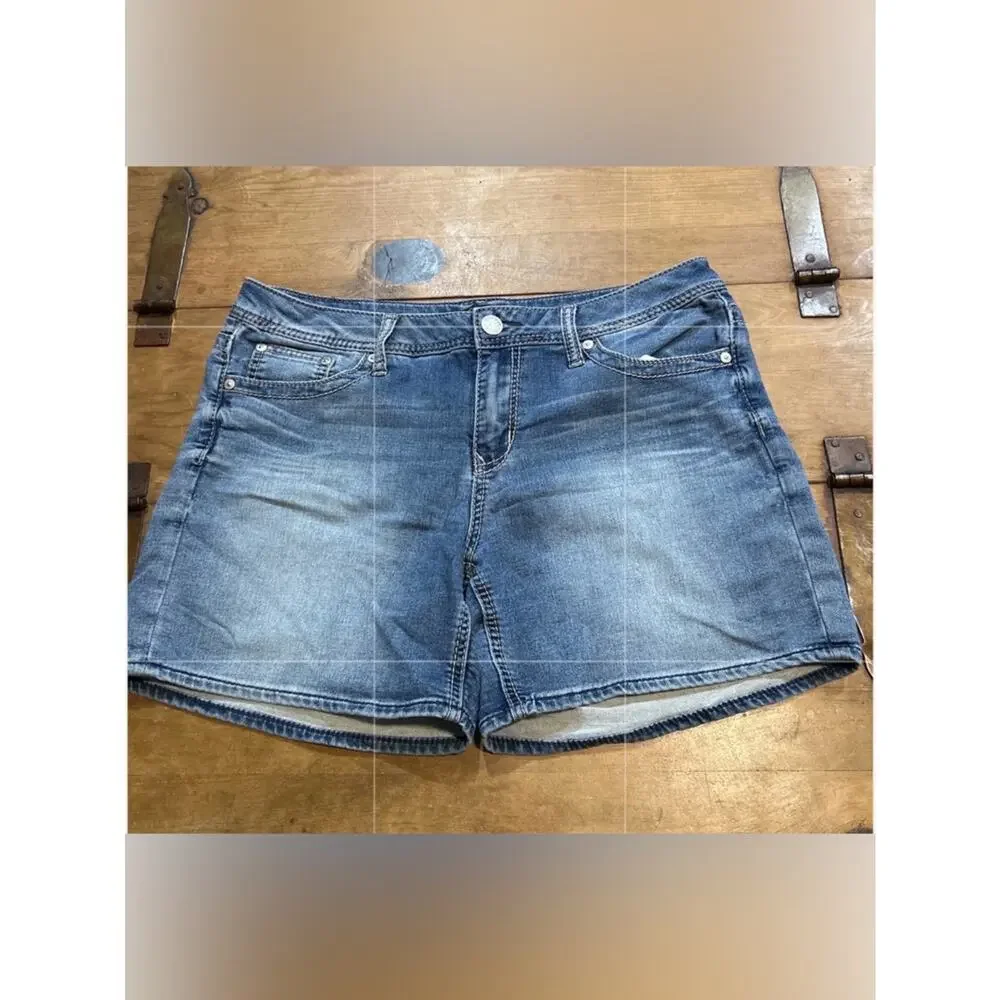 Seven7 Denim Shorts Women Size 12 Mid Rise Stretch Jean Shorts Casual